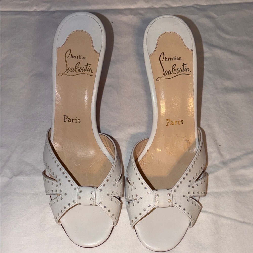 Christian Louboutin White Studded Heels